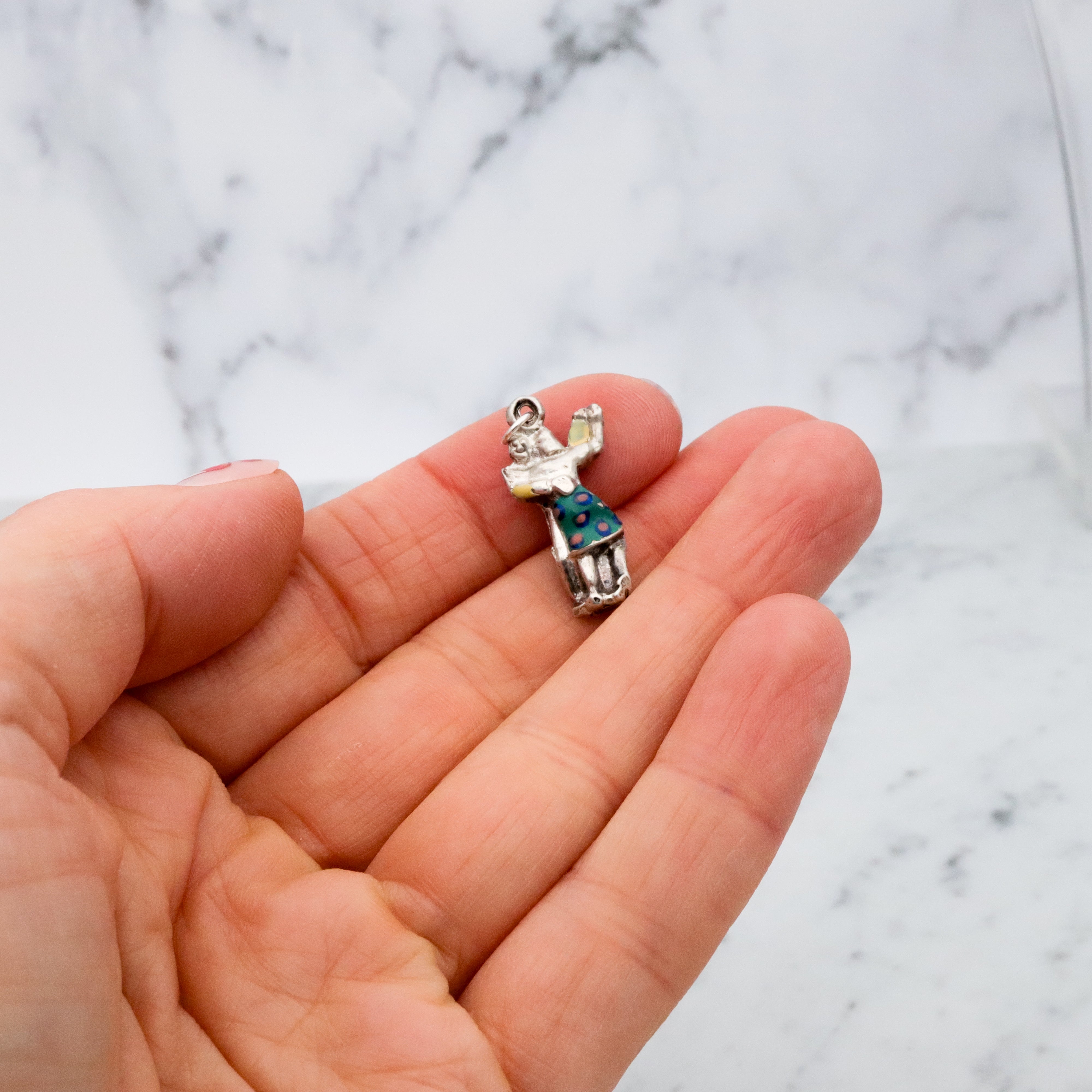 vintage sterling enamel dancing couple charm pendant